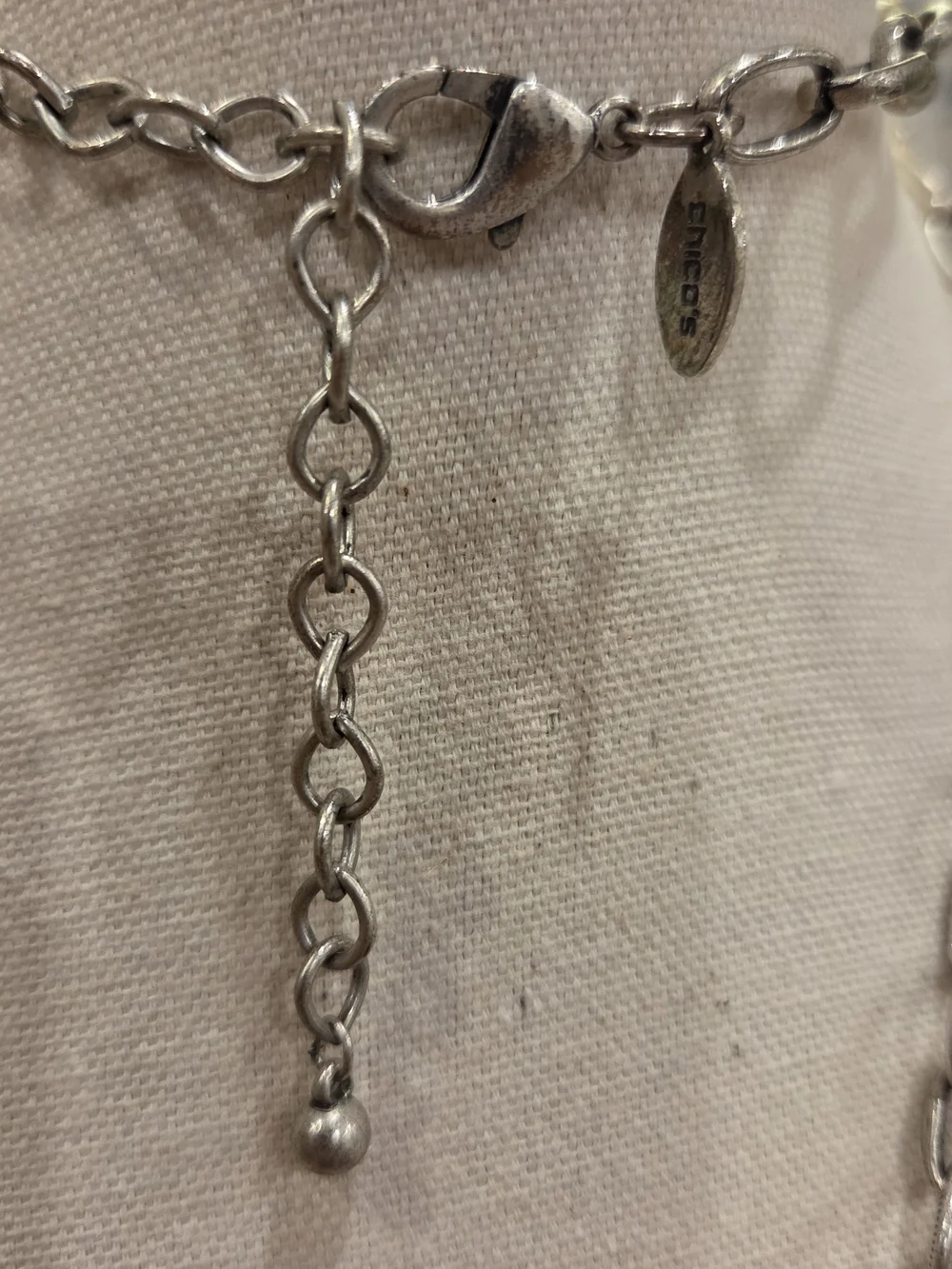 Chico's Silver-Tone Floral Cross and Charm Pendant Necklace